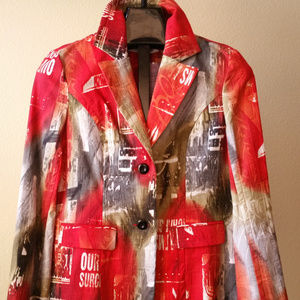 Via Condotti Red Multi Jacket NWT Sz 6